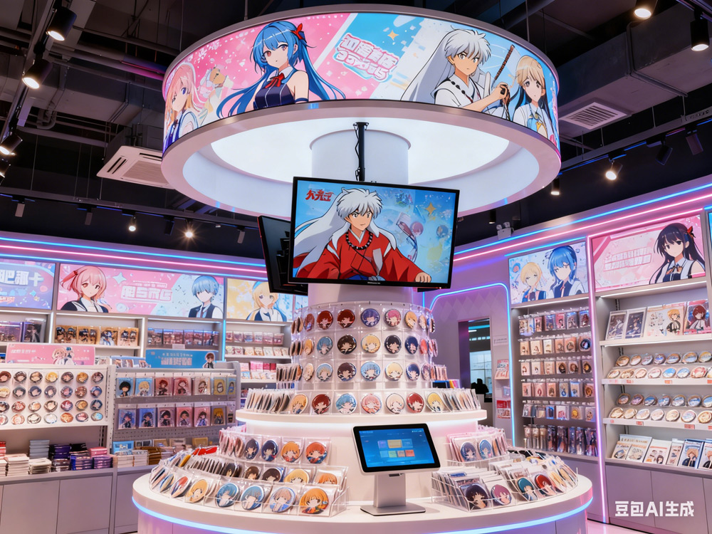 沉浸感拉满！腾博会科技数字化广告机方案打造二次元吧唧店打卡圣地