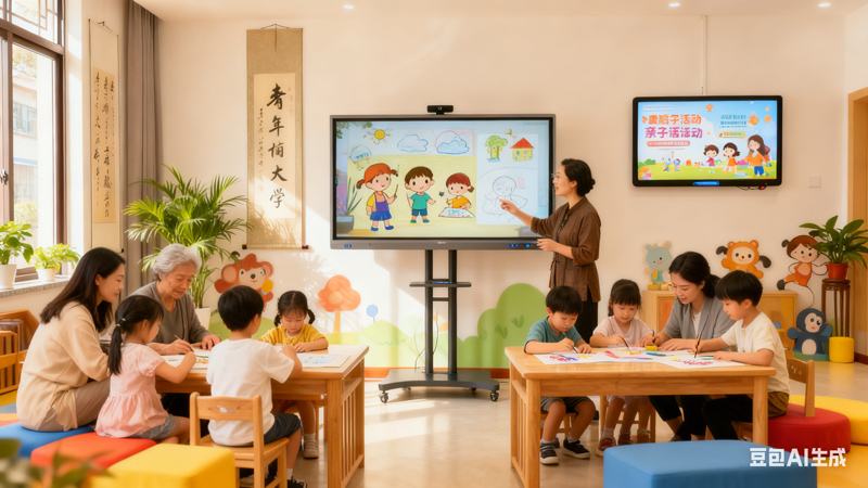 带娃不用愁！腾博会科技数字标牌 + 教学一体机让亲子课程超有趣